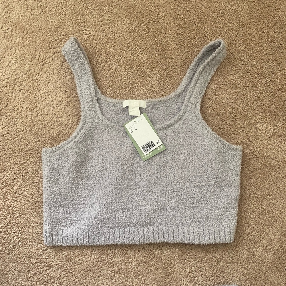 H&M Large, fuzzy lavender/grayish Crop top